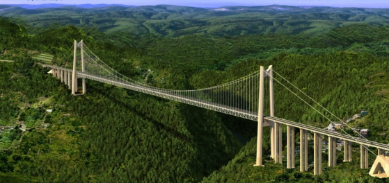 世界第二高橋的一根纜索就有千米長